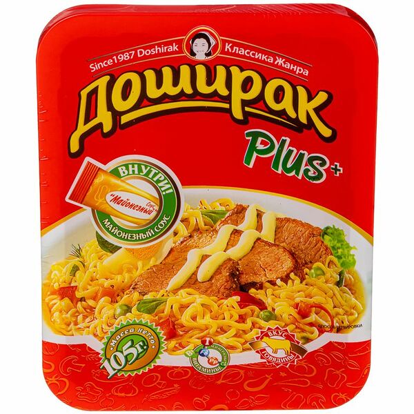 Лапша быстрого приготовления Доширак Plus со вкусом говядины