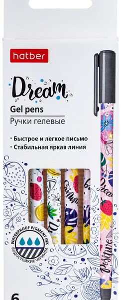 Набор ручек Hatber Dreams гелевые синие 0.5мм 6шт