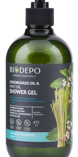 Гель для душа Biodepo с эфирными маслами лемонграсса и мяты 475мл