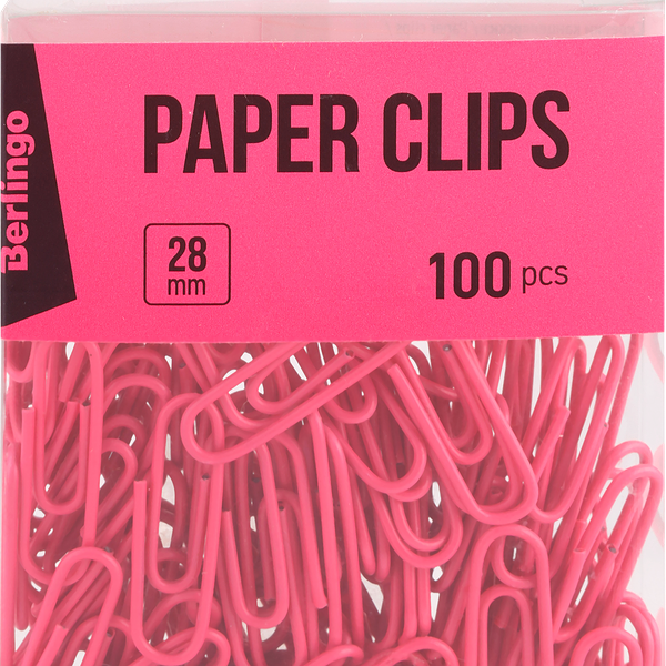 Скрепки BERLINGO 28мм ПВХ фиолетовые, 100шт