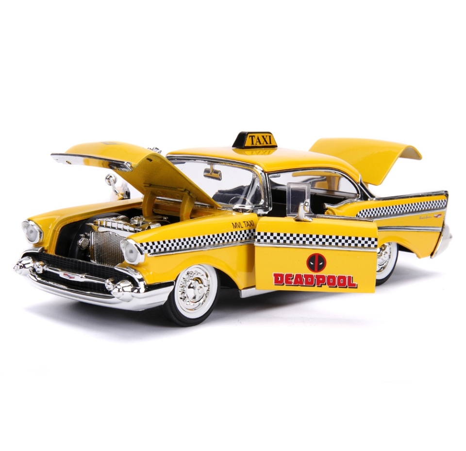 

Набор Hollywood Rides: машинка с фигуркой 2.75" Chevy Bel Air-Hard Top W/Deadpool Figure, Jada Toys, 1:241957, Китай