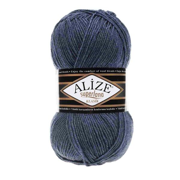 Пряжа ALIZE 'Superlana klasik' (однотонная) 100гр. 280м. (75% акрил, 25%шерсть) ТУ (203 джинс меланж)