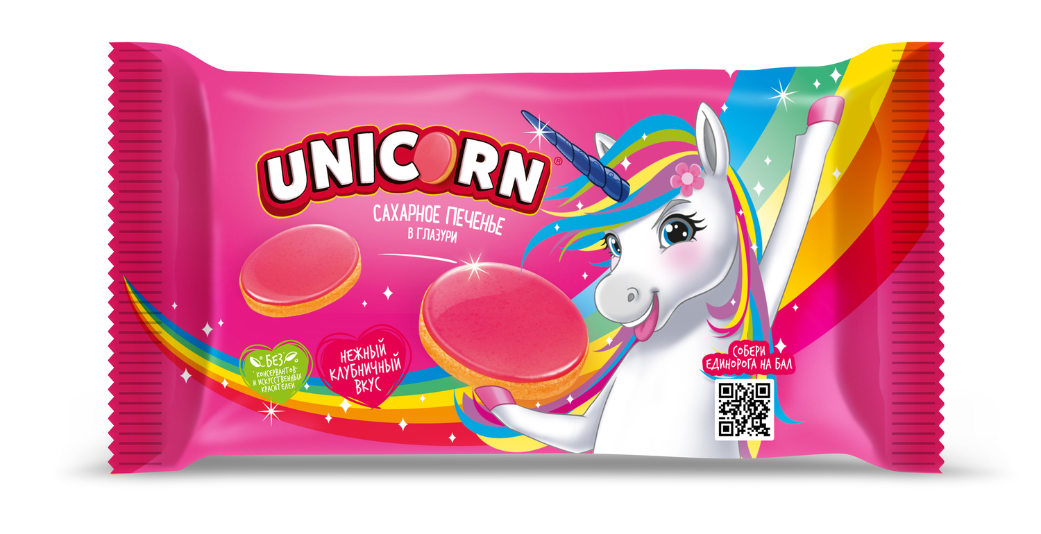 

Печенье сахарное Unicorn в глазури Клубника 105 г