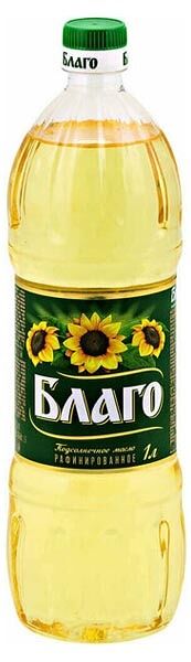 Масло подсолнечное Благо рафинированное 1л