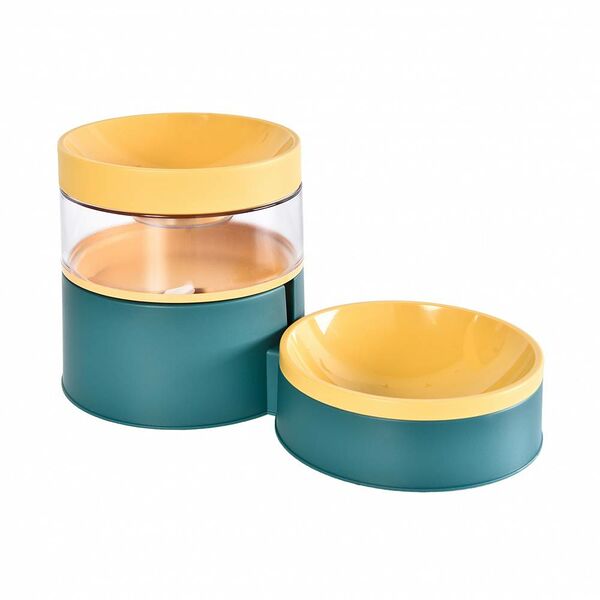 Кормушка для кошек FOXIE с автоматической поилкой 30х15х15см желтая/зеленая