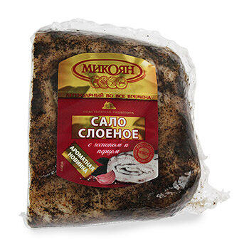 Сало Микоян Слоеное с чесноком и перцем Микояновский мясокомбинат Россия