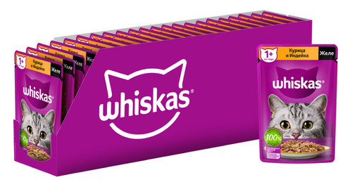 

Влажный корм для кошек Whiskas желе с курицей и индейкой 75 г