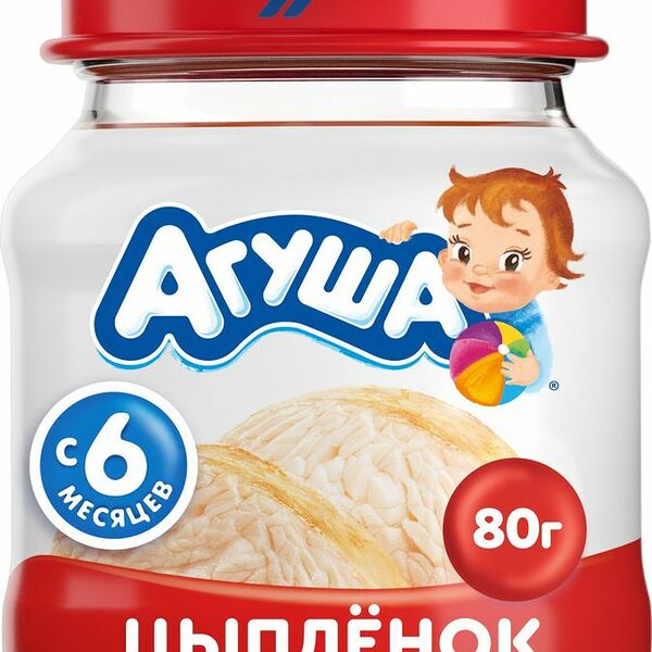Пюре мясное Агуша Цыпленок 6% с 6 месяцев 80г