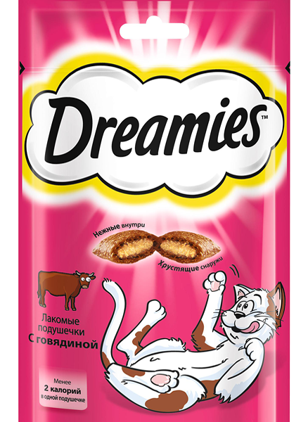Лакомство для кошек Dreamies Говядина подушечки 60г