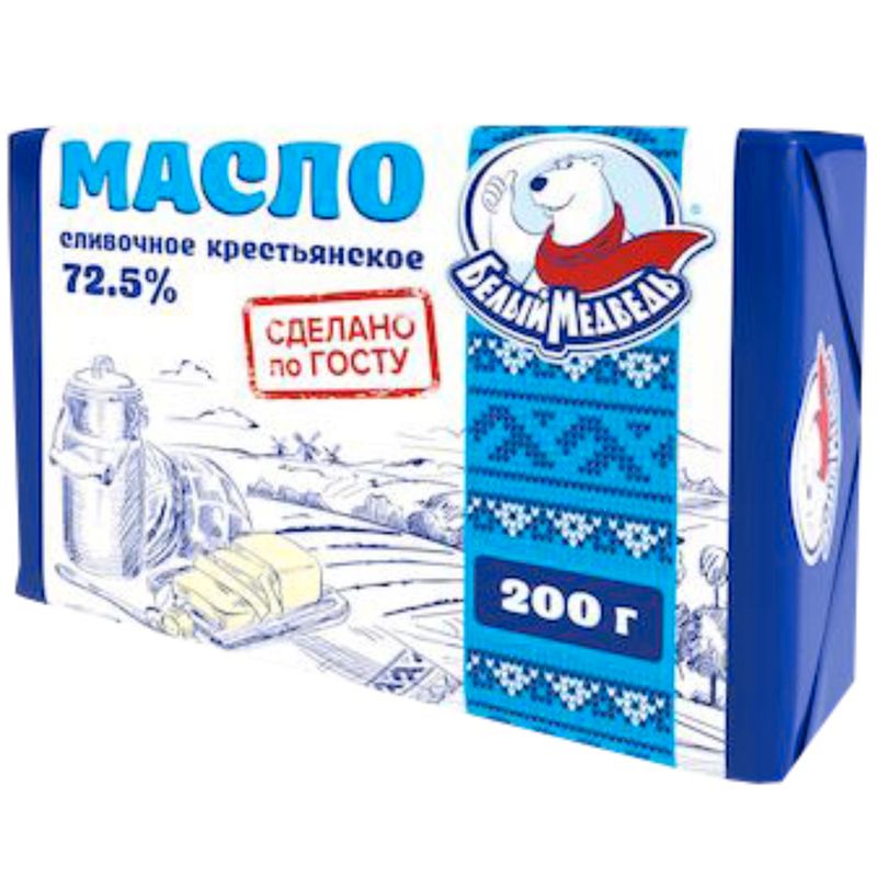 

Масло сладко-сливочное Белый Медведь крестьянское 72.5%