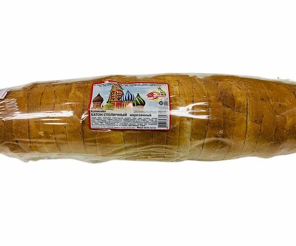 Батон Тюменский хлебокомбинат столичный нарезанный пшеничный высший сорт 400 г