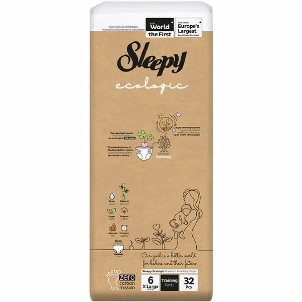 Подгузники-трусики Sleepy Ecologic XL детские 15-27 кг, 32 шт