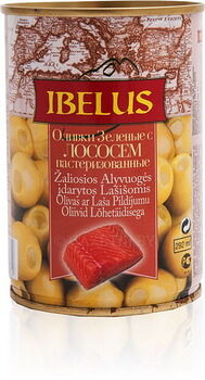 Оливки зеленые фаршир лососем 280г IBELUS