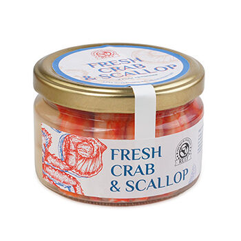 Морское ассорти Риф мясо краба + гребешок в собственном соку 250г, Россия