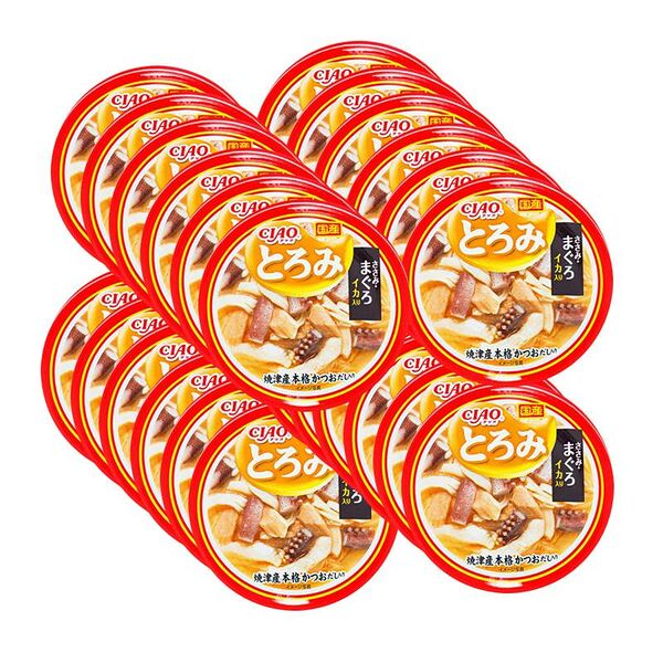 Корм для кошек INABA Тороми в бульоне филе курицы, тунец, кальмар банка 80г (упаковка - 24 шт)