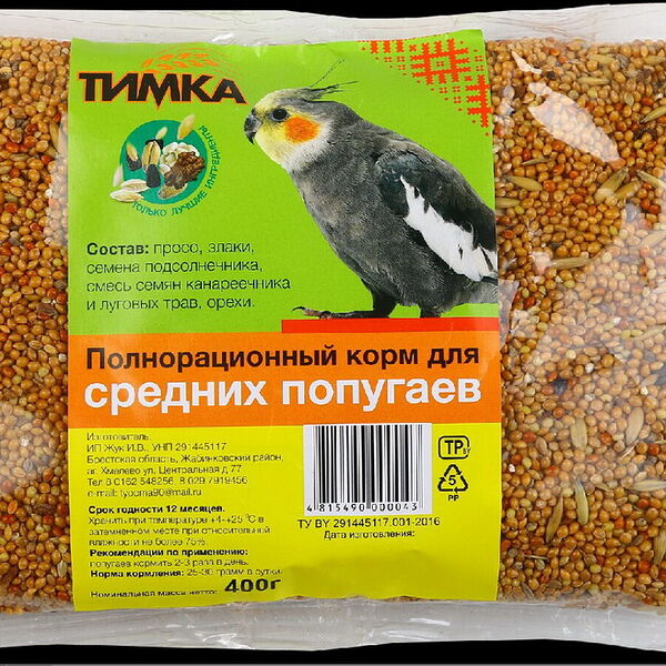 Корм полнорационный ТИМКА для средних попугаев 400г / Пакет