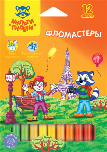 

Фломастеры Мульти Пульти Енот во Франции смываемые 12 шт.