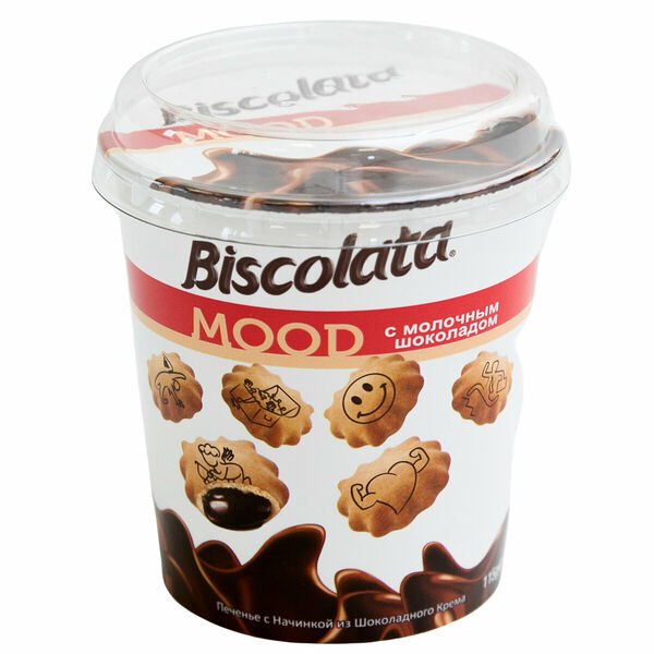 Печенье Biscolata Mood S с начинкой из шоколадного крема 115г