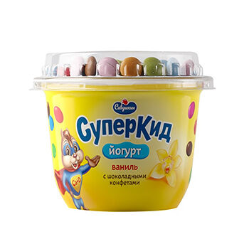 Йогурт густой СуперКид ваниль и шоколадные конфеты 2%