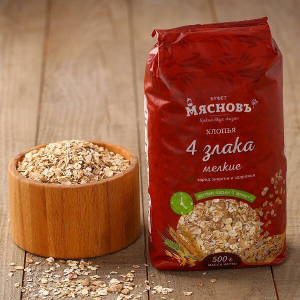 Хлопья 4 злака Мясновъ Буфет мелкие от КуулКлевер, 500 г