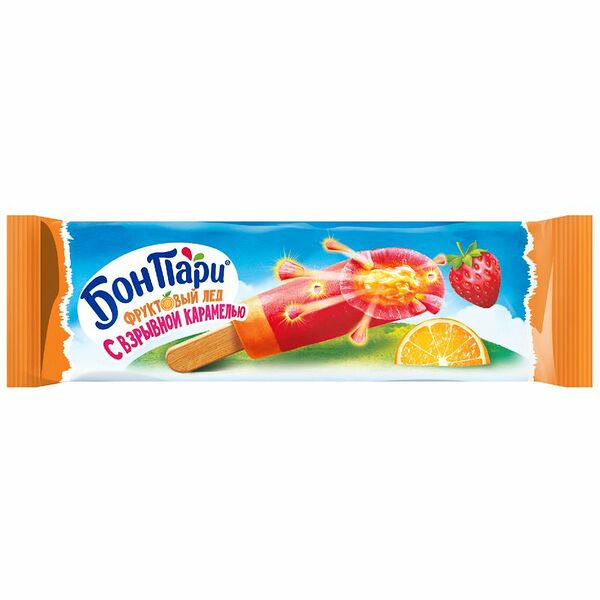 Лёд фруктовый Бон Пари Взрывной ураган с взрывной карамелью дизайн упаковки в ассортименте 60 г