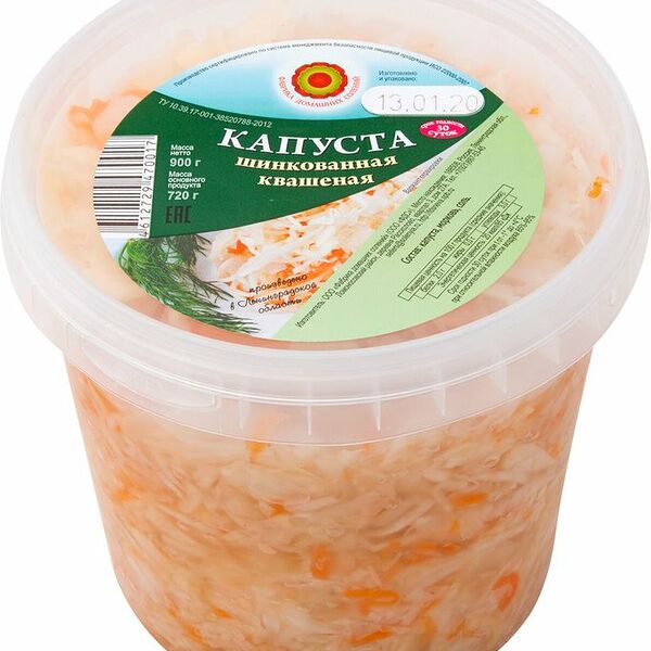 Капуста шинкованная квашеная Фабрика домашних солений