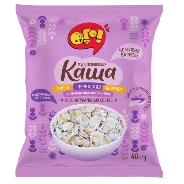 Каша мультизлаковая Ого! Орехи-чернослив-абрикос