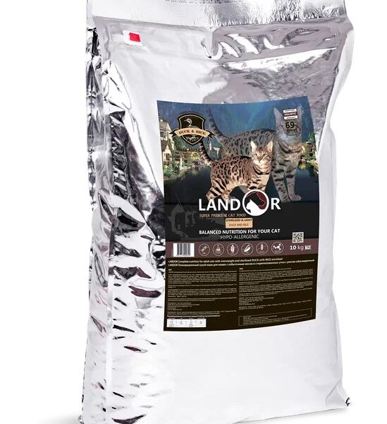 Landor Sterilized & Light for a Cat сухой корм для кошек с избыточным весом и стерилизованных Утка,рис