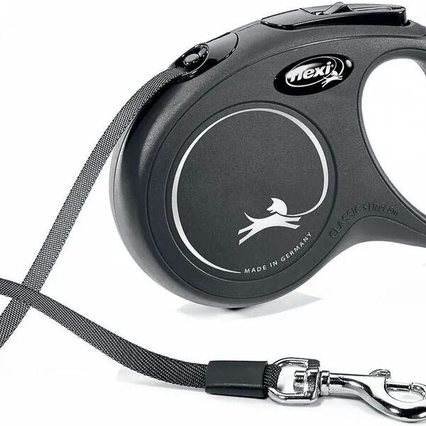 Поводок-рулетка Flexi New Classic tape S, 5 м до 15 кг, черный