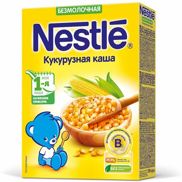 Каша детская Nestle безмолочная кукурузная, с 5 месяцев