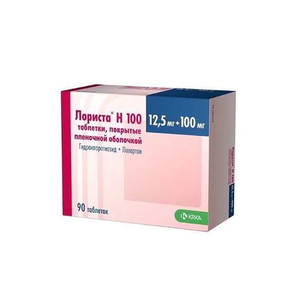 Лориста Н 100 таблетки 12.5 мг+ 100 мг 90 шт