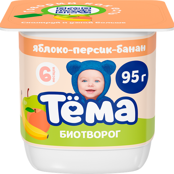 Биотворог Тема яблоко персик банан 4%