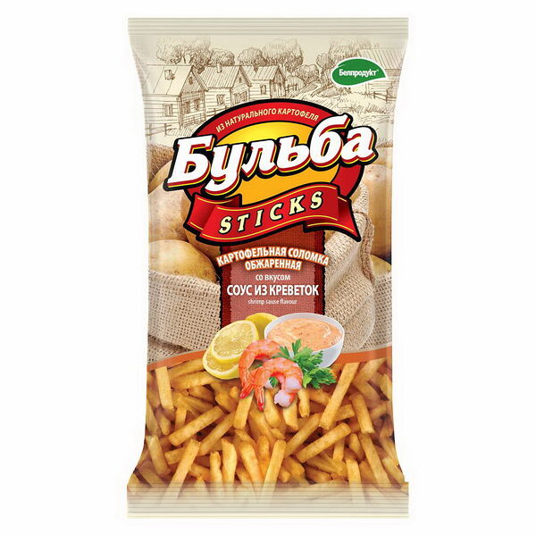 Соломка со вкусом соуса из креветок, из цельного картофеля обжаренная Бульба sticks 75г