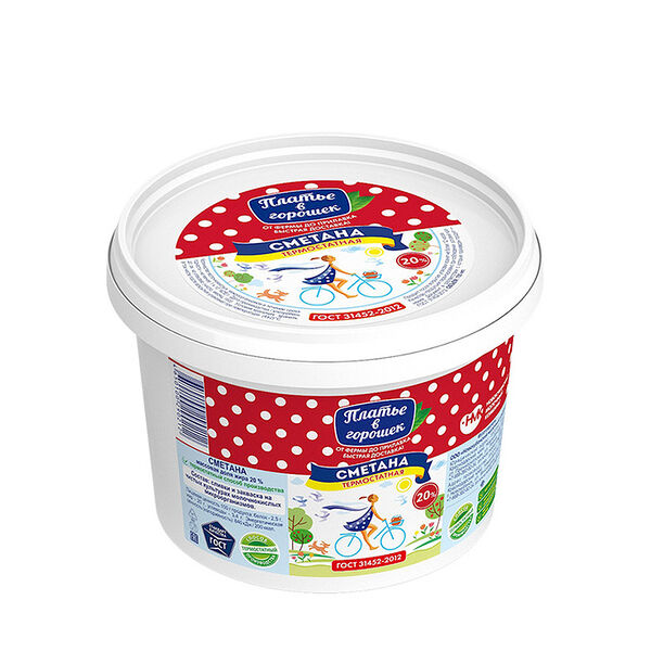 Сметана Платье в горошек 20%