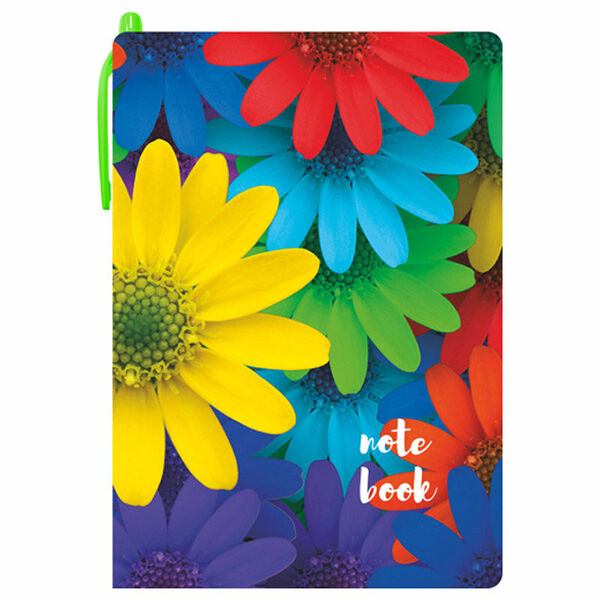 LAMARK0124 Блокнот с ручкой Герберы, 105х150 мм, авт.ручка, внутри блок на спирали