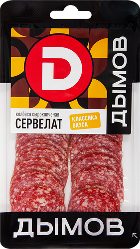 Колбаса сырокопченая ДЫМОВ Сервелат, нарезка, 90г