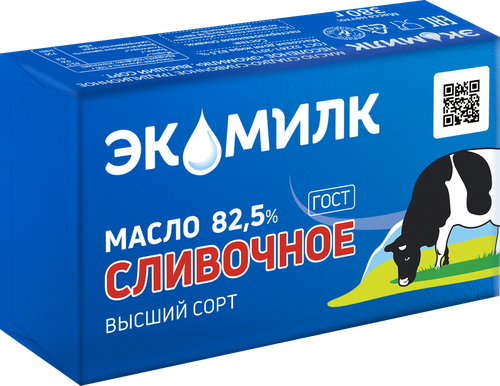 

Масло сливочное ЭКОМИЛК 82,5%, без змж 380г