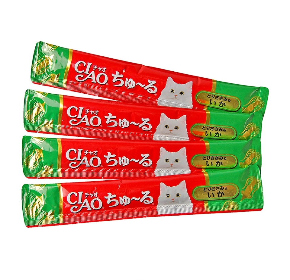 

Лакомство-пюре для кошек Inaba Ciao Churu Куриное филе и кальмар 4х14 г