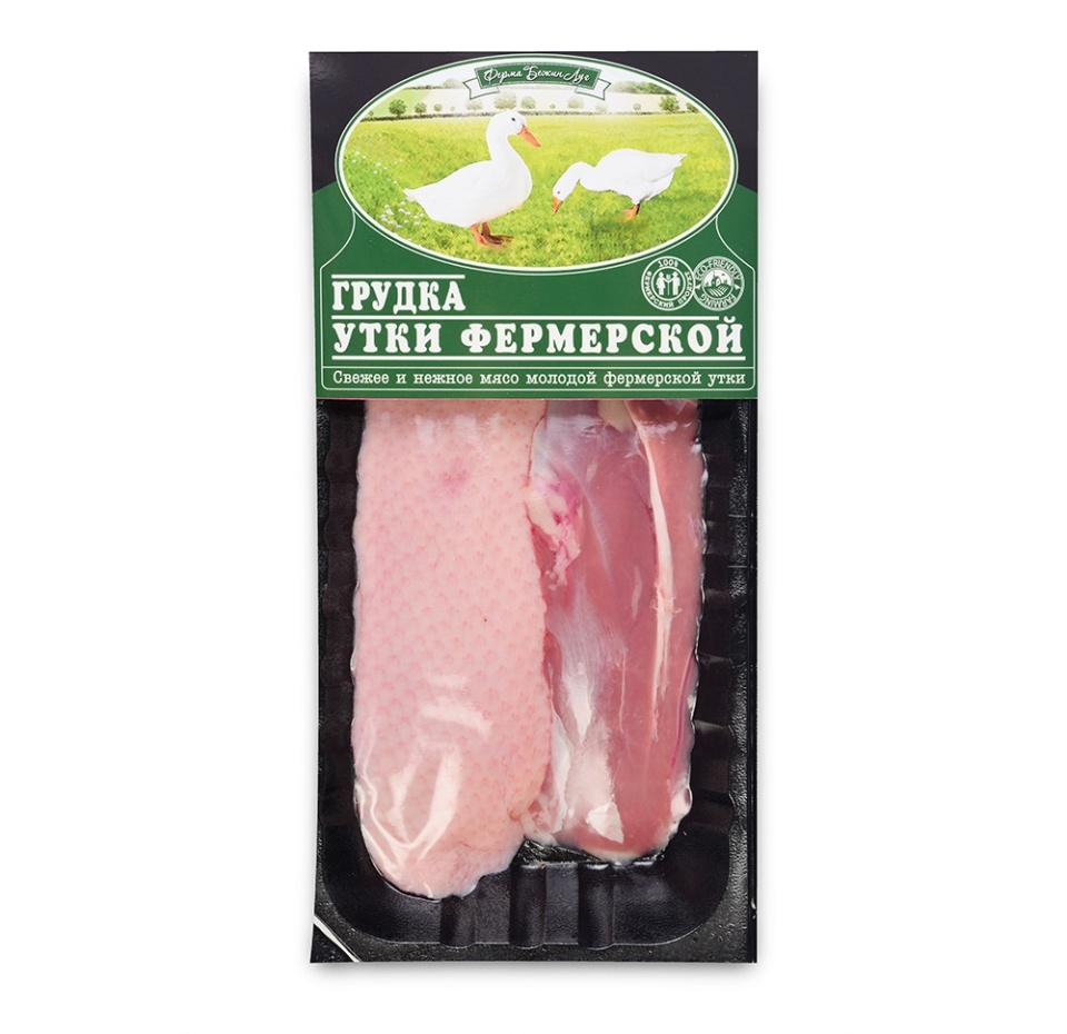 

Филе грудки утиное с кожей Бежин Луг от 300 до 500 г, Россия