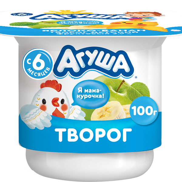 Творог детский Агуша яблоко-банан 3,9% с 6 месяцев