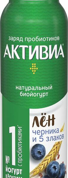 Йогурт питьевой Активиа черника-злаки-семена льна 1.6% 260г