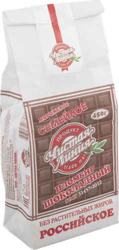 

Мороженое пломбир Чистая Линия Шоколадный 12% 450 г