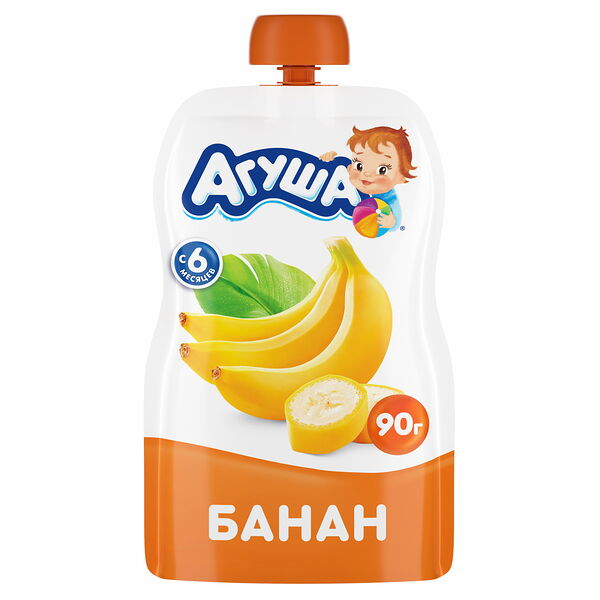 Детское фруктовое пюре Агуша Банан в мягкой упаковке, с 6 месяцев