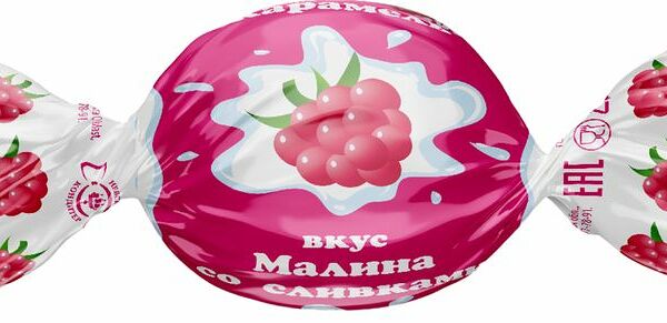 Карамель Невский Кондитер вкус малина со сливками с молочной начинкой вес