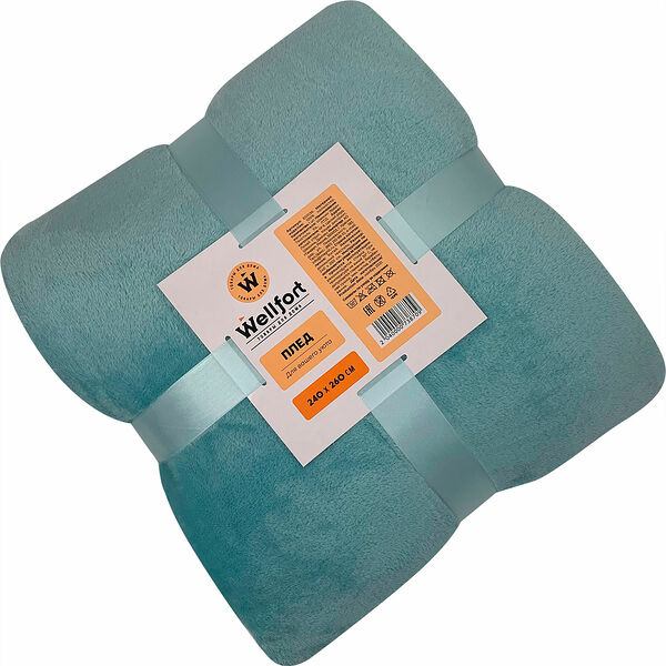 Плед корал флис голубой 240х260см