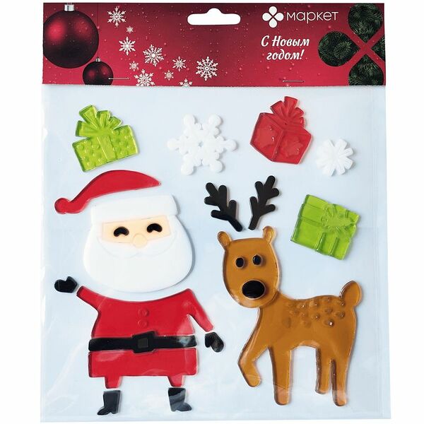 Наклейки декоративные Новогодние в ассортименте Маркет