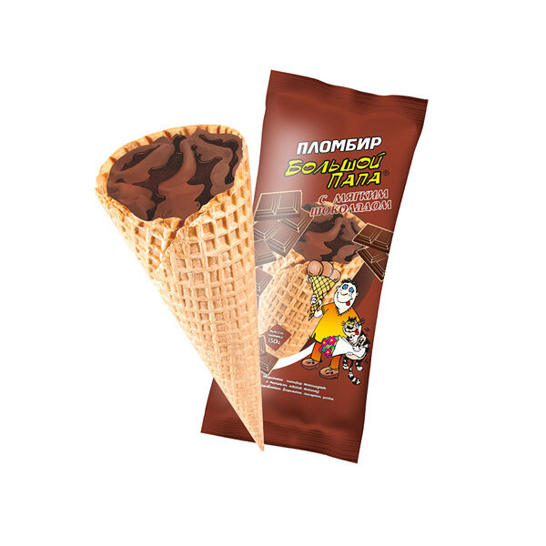 Мороженое Большой папа пломбир шоколадный, 130 г