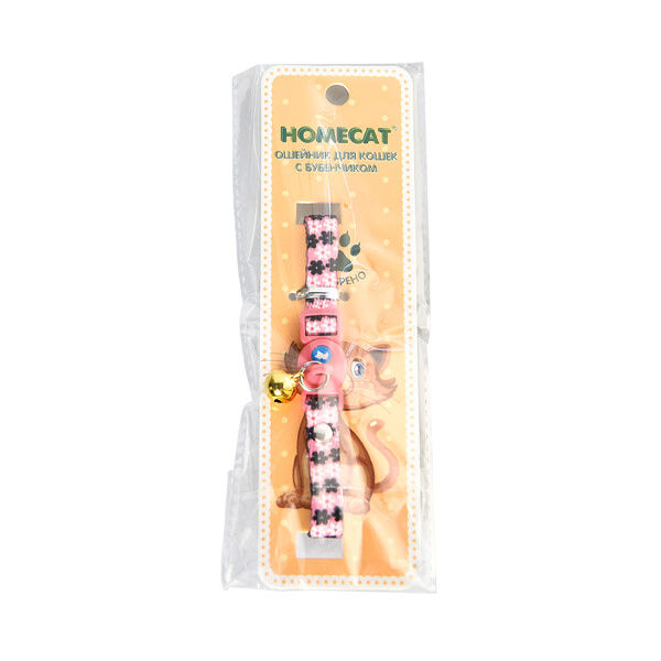 HOMECAT Ошейник для кошек с бубенчиком Цветы розовый 20-30см