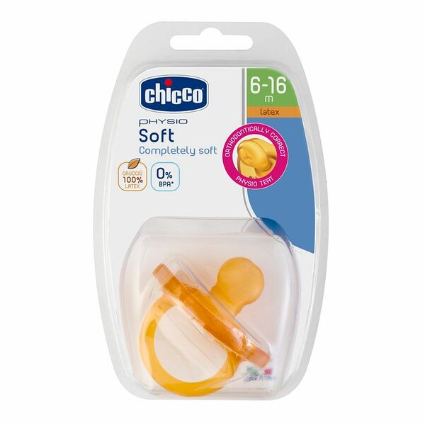 Chicco Physio Soft Соска-пустышка латексная 6-12 месяцев 1 шт