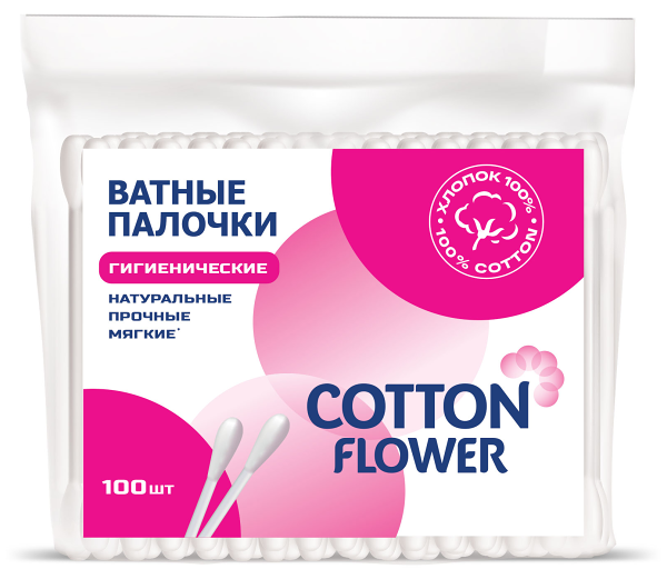 Ватные палочки Cotton Flower гигиенические, 100 шт